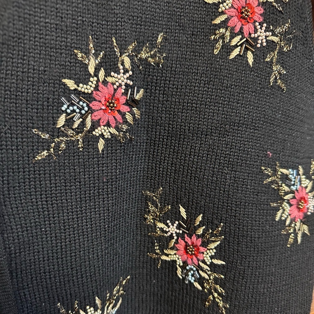 Vintage Susan Bristol 100% Wool Women's Vest Size XL Floral Beaded Embroidery - Picture 4 of 5